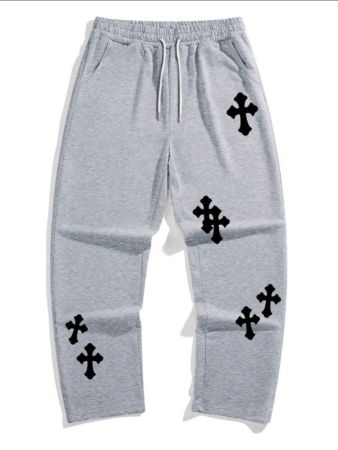 بنطال رياضي رجالي فضفاض من Manfinity EMRG بطبعة متقاطعة ورباط، مناسب للهالوين