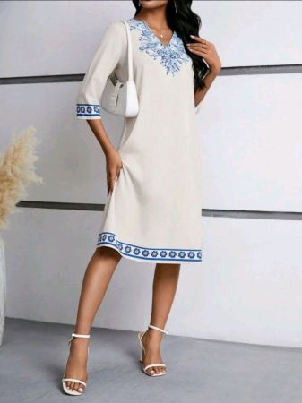 فستان ماكسي نسائي بأكمام 3/4 بطبعة زهور من إيمري روز