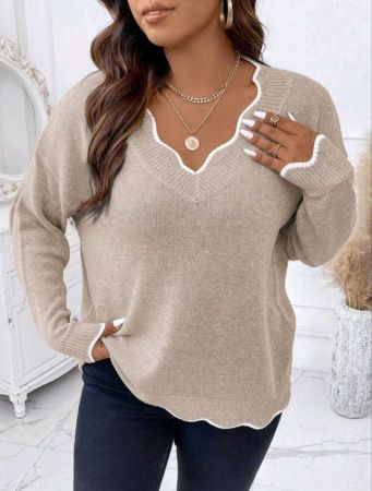 سترة كالفايا بلس برباط متباين وأكتاف منسدلة وحواف صدفية، شتوية