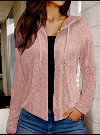 جاكيت نسائي كاجوال بأكمام طويلة وسحاب وغطاء رأس من إيمري روز