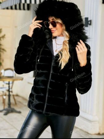 أنيقة وعصرية: سترة نسائية قابلة للعكس مع فرو صناعي وقبعة مريحة لفصلي الخريف والشتاء