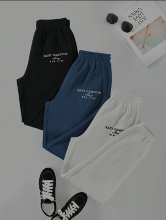 بنطال رياضي مبطن حراريًا بشعار من Flirla، 3 قطع