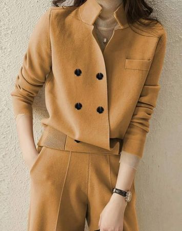 SHEIN Unity كارديجان نسائي بسيط بأزرار مزدوجة، موسم الخريف/الشتاء