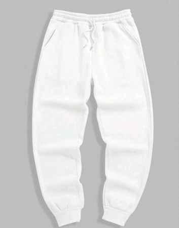 بنطال رياضي رجالي كاجوال ذو لون سادة مع جيوب ورباط على الخصر وساق مستقيمة