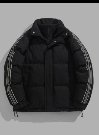 معطف رجالي مبطن بتصميم مخطط جانبي، جديد لعام 2025، مبطن حراريًا وسميكًا