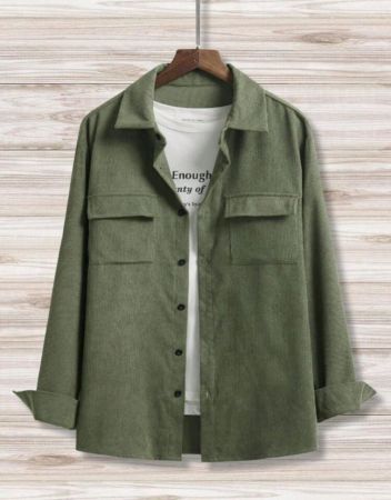 قميص مانفينيتي هوم للرجال من قماش مخملي بجيوب جانبية بدون تيشيرت