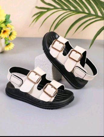 زوج واحد من الصنادل المسطحة للجنسين بتصميم مفتوح من الأمام مع خطاف وحلقة ونعل مانع للانزلاق وممتص للصدمات، أحذية شاطئ للأطفال مناسبة للارتداء اليومي في الصيف والشاطئ والعطلات