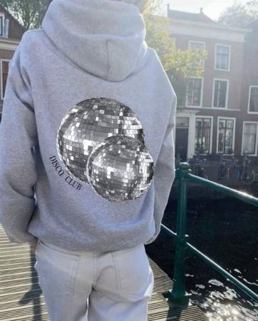 INAWLY بلوزة بناتية مبطنة حرارياً مع طبعة لمبة ديسكو كلوب، أكمام طويلة