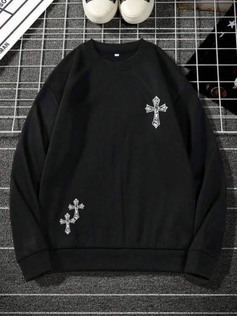 سويت شيرت رجالي من Manfinity EMRG بمقاس كبير ونمط متقاطع وأكتاف منسدلة