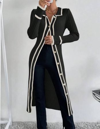 SHEIN Clasi فستان سترة منقسم بألوان متداخلة وأطراف ملتفة و أزرار