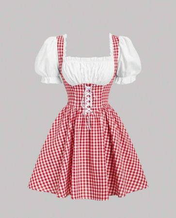 SHEIN MOD فستان نسائي بتصميم بلون الأحمر العتيق المضبب