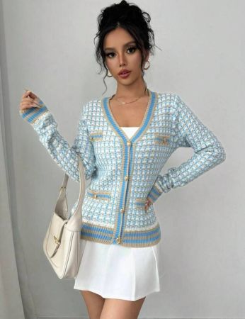 Glyssa كارديجان نسائي كاجوال بأكمام طويلة متباينة الألوان، ملابس علوية بأكمام طويلة