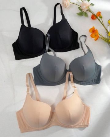 Shein Underwear&Sleepwear Basics مجموعة صدرية نسائية بلون صلب مقاس زائد (3 قطع)