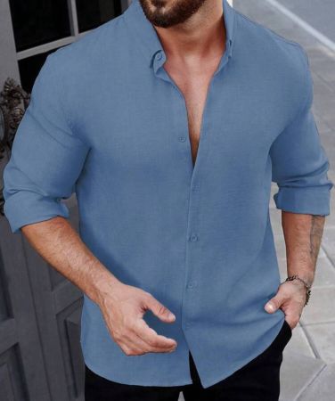 Manfinity Homme قميص رجالي قصير الأكمام مزركش بأزرار