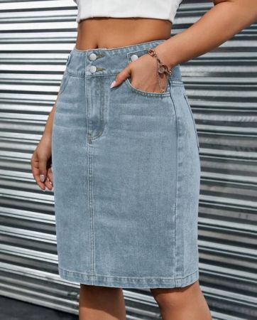 تنورة جينز نسائية عارضة بجيوب