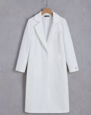 SHEIN EZwear معطف بياقة مطوي مسنن زر احادي