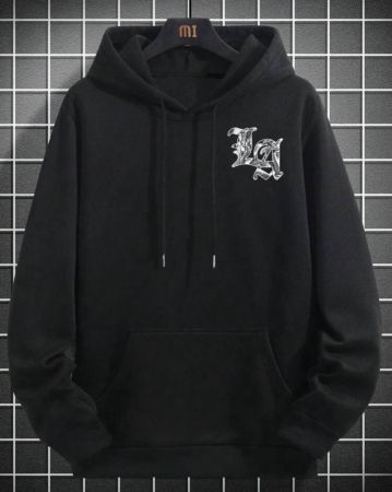 Manfinity LEGND هوديThawb فضفاض للرجال مطبوع عليه حرف وشخصية ذو نصل أسود وأكمام طويلة، هدية للأصدقاء والزوج والحبيب