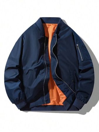 جاكيت قاعدية رجالية ربيعية خريفية باللون الأحادي، طراز كاجوال عصري رجعي جديد