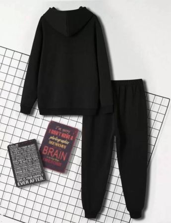 Manfinity Dauomo هودي جيب الكنغر مبطن حراري رباط للرجال وبنطلون رياضي