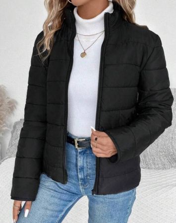 SHEIN LUNE معطف مبطن مبطن مزود بسحاب للملابس الشتوية