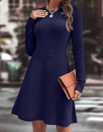 EMERY ROSE فستان صوفي منسوج مضفور مدرز تفاصيل بدون حزام