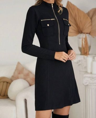 Editum فستان سستة جيب قلاب امامي