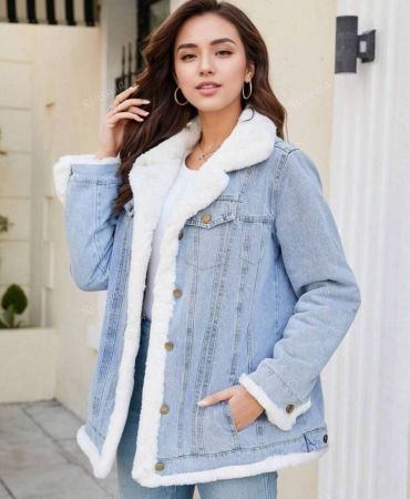 جاكيت جينز كاجوال للنساء مع جيوب، مثالي للتنقل في فصلي الخريف والشتاء - متعدد الاستخدامات وأنيق