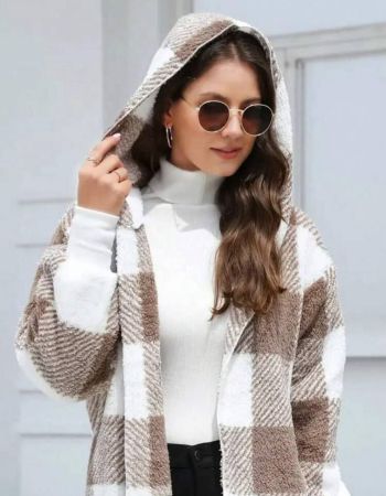 معطف كارديجان مبطن برقبة كابوشون بشكل الشاش ، للنساء، ملابس خارجية صيفية فضفاضة مريحة وعصرية