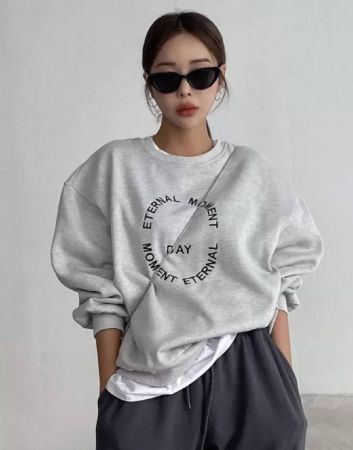 DAZY بلوزة سبور بأكمام طويلة مطرزة بشعار، ملابس نسائية للخريف