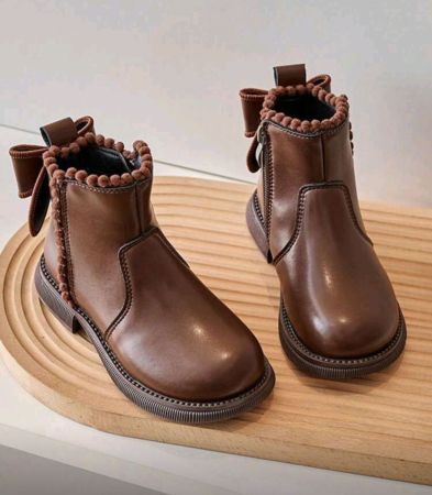 أحذية بنات، أحذية أطفال قصيرة بتصميم جديد لخريف/شتاء، أحذية بنات صغيرة، أحذية أميرات بعقدة فيونكة