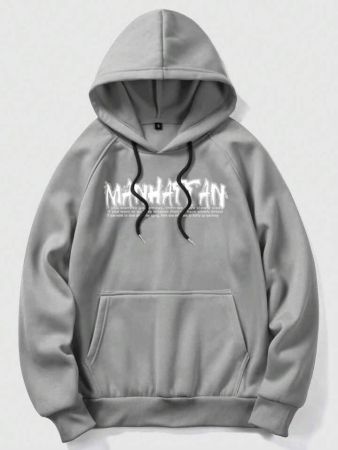 سويت شيرت رجالي بأكمام طويلة مطبوع عليه فطر وحروف