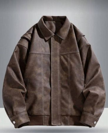 جاكيت جلدية كاجوال عصرية موضة رجالية 2024