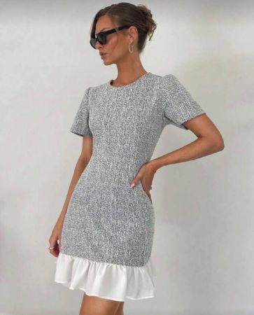 Siren Gaze فستان أنيق بخصر البيبلوم بطية مجعدة أنيق للنساء للربيع والصيف