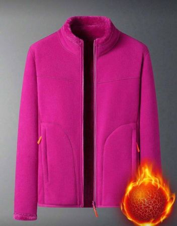 معطف رياضي للنساء للخارج والاستخدام اليومي من الفراء المزدوج، موضة خريف وشتاء، فضفاض بأكمام طويلة، دافئ