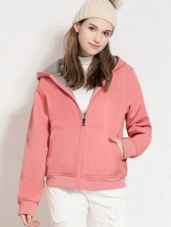 جاكيت نسائي خارجي بغطاء رأس ناعم - مقاوم للرياح والماء وبطانة حرارية، مناسب لركوب الدراجات والمشي لمسافات طويلة والسفر - مناسب للخريف والشتاء