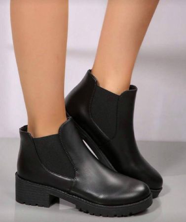 بوت قصيرة للنساء، لون أحادي كعب مربع، رؤوس مستديرة، بوت فستان، طراز مدرسي كلاسيكي، مريحة وقوية، بوت كاحل سهلة الارتداء، بوت خارجية مزينة بإبزيم