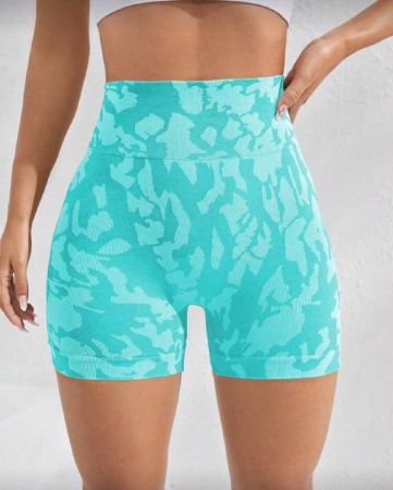 Core Rhythm شورت رياضي واسع الحزام مطبوع بنقشة الكامو للنساء، شورت للحمام، شورت جيم، شورت دراجة