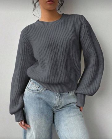 1 قطعة كنزة صوفية كاجوال فضفاضة مريحة للبنات/المراهقات، سميكة محبوكة بأكمام طويلة، مناسبة للخريف/الشتاء