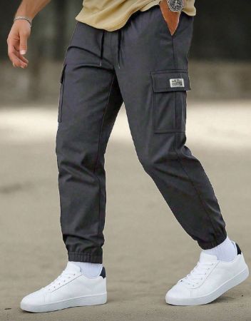 بنطلون كاجوال رجالي بجيوب، بنطلون رياضي مريح للخارج، للموسم الخريفي