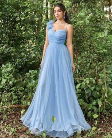 Faeriesty فستان سهرة أنيق وأنيق من التول الفاخر مع تطريز أزهار. ملابس رسمية فاخرة لحفلات السجادة السوداء ، الزفاف الأخضر الغابة ، وحفلات الرقص الملحمية