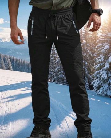 1 قطعة بنطلون جوجر مبطن للرجال، مقاوم للثلج ذو خصر مطاطي + جيوب جانبية مزودة بسحاب، سميك ودافئ، مناسب للتزلج والاستخدام اليومي في فصلي الخريف والشتاء، إصدار محسّن!