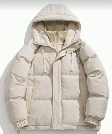 معطف رجالي معزز بحشو سميك، أحادي اللون، للشتاء