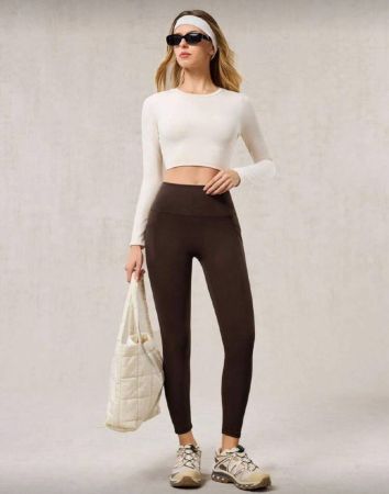 OutZeal سروال رياضي للنساء مضاد للعرق ومسيطر على البطن مع جيوب، مناسب للتمارين اليوغا والبيلاتس