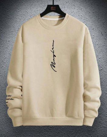 Manfinity Homme بلوزة رجالية فضفاضة بياقة مستديرة مطبوع عليها شعار، للخريف