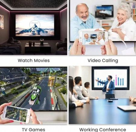 huaxunyuan محول رقمي من USB-C إلى HDTV لهاتف 16 و 15، دقة 1080P مع مزامنة الفيديو والصوت، محول AV مع منفذ شحن لهاتف 16/16 بلس/16 برو/16 برو ماكس/15/15 بلس، S23، XPS 17، Surface Book 3