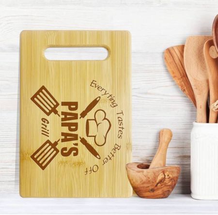 كل شيء ألذ مع شواية بابا - ألواح تقطيع للمطبخ، لوح تقطيع لطيف من الخيزران، هدايا مطبخ للأب، هدايا للبابا، 10.6 × 7 بوصات
