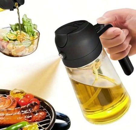 زجاجة رش الزيت ذات الضغط العالي 2 في 1، زجاجة زيت محكمة الإغلاق، قابلة للرش - موزع محمول للمطبخ، مناسبة للطهي والسلطات والشوي - تصميم فوهة سهلة التنظيف - مناسبة لزيت الزيتون والزيوت النباتية - ضروري للمطابخ المنزلية والمهنية؛ مناسبة للطهي والسلطات والقلي والشوي، زجاجة الزيت، إمدادات موسم الشوي، لوازم المطبخ
