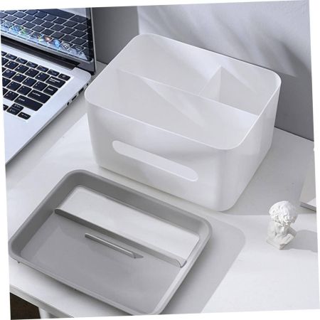 حامل مناديل مستطيل بلاستيكي أبيض بسيط من TIDTALEO للمكتب، وحدة واحدة