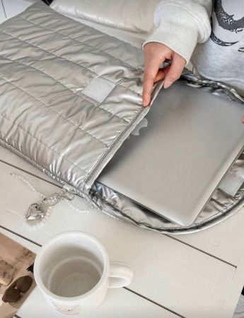 جراب كمبيوتر لوحي مقاوم للصدمات والغبار بلون سادة مقاس 16 بوصة و11 بوصة من القماش الناعم مع إغلاق فيلكرو مع زخرفة فيونكة، مناسب للمنزل والسفر والاستخدام الخارجي