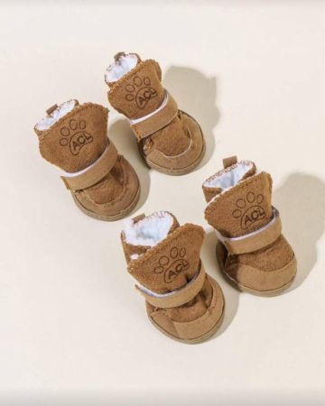 مجموعة من 4 قطع من الأحذية الجلدية الفاخرة للحيوانات الأليفة الصغيرة، أحذية ثلجية دافئة من الصوف للحيوانات الأليفة الصغيرة، أحذية مزخرفة للحيوانات الأليفة الصغيرة، مناسبة للاستخدام الداخلي والخارجي للحيوانات الأليفة الصغيرة والمتوسطة الحجم